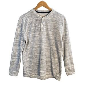 Hollister Henley Shirt Mens Small Gray White Space Dye Long Sleeve Logo
